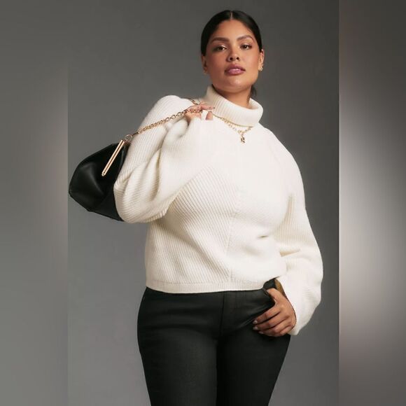 Anthropologie Maeve Cropped Turtleneck Sweater Size 1X - Picture 1 of 7